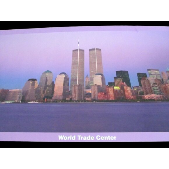 New York Twin Towers Panoramic Art Print Poster - Picture 1 of 12
